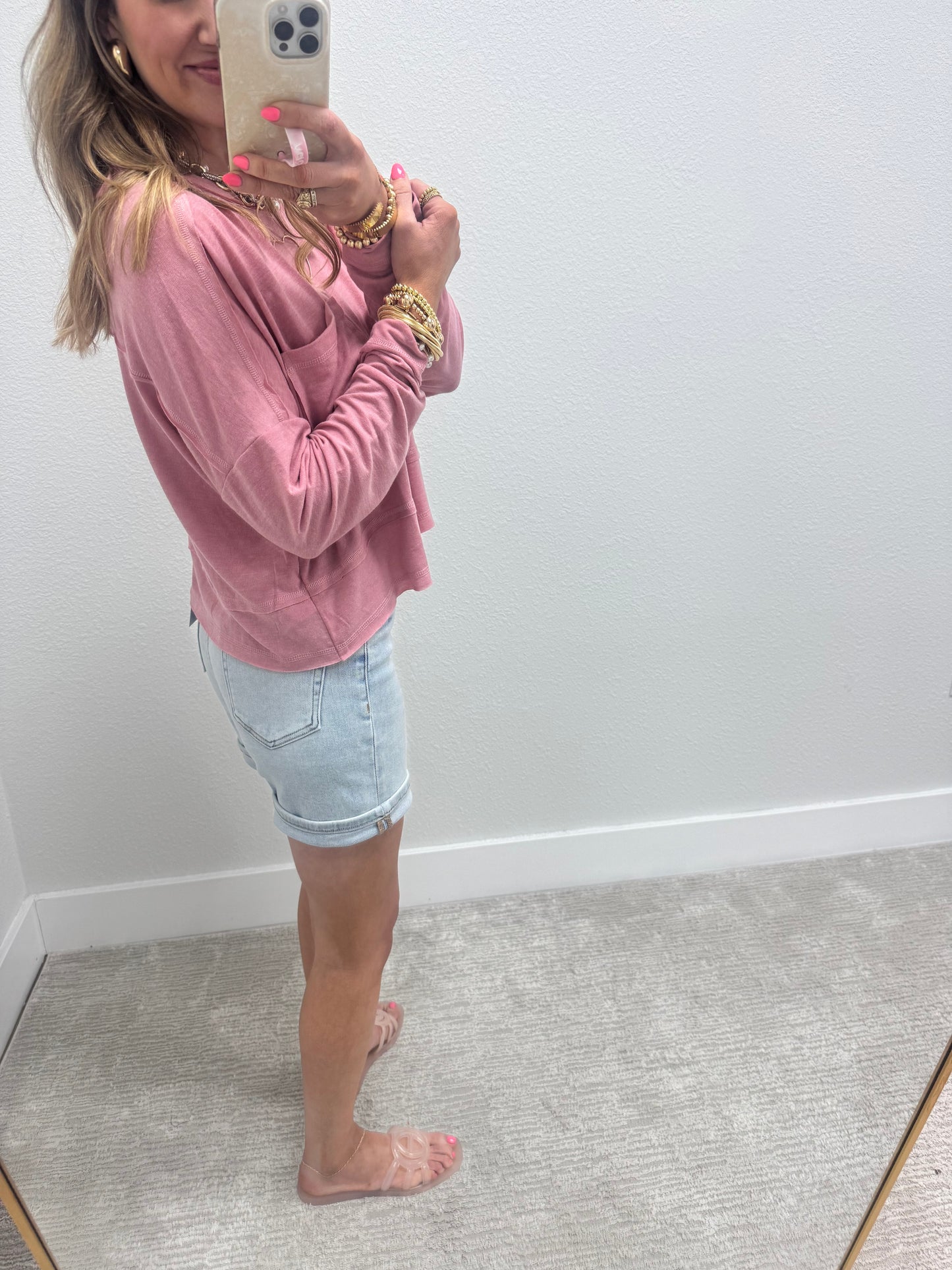 Light Wash High Rise Denim Shorts