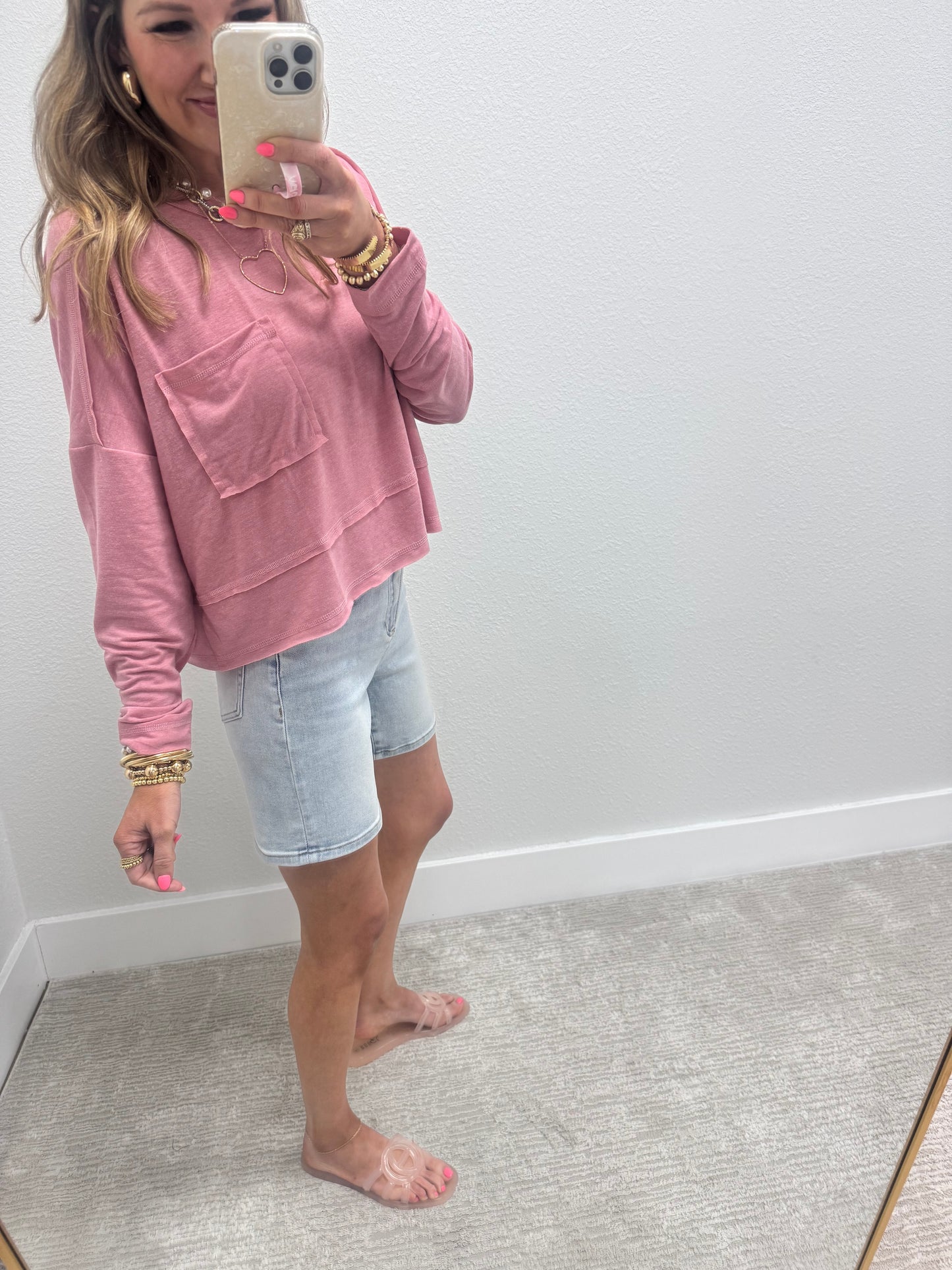 Light Wash High Rise Denim Shorts