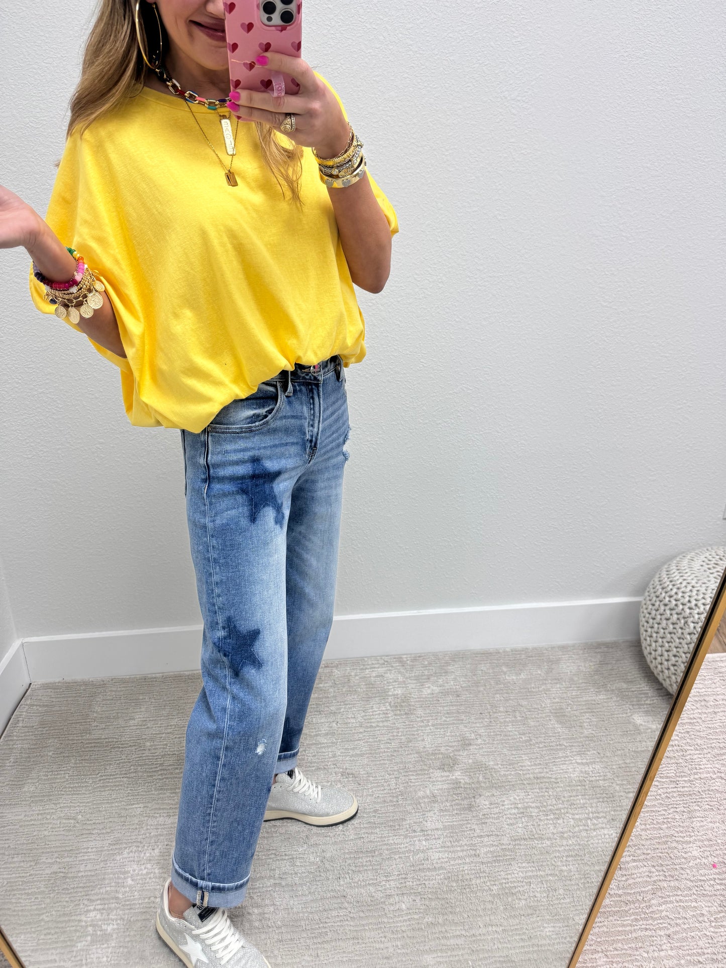 Yellow Bubble Short Sleeve Top