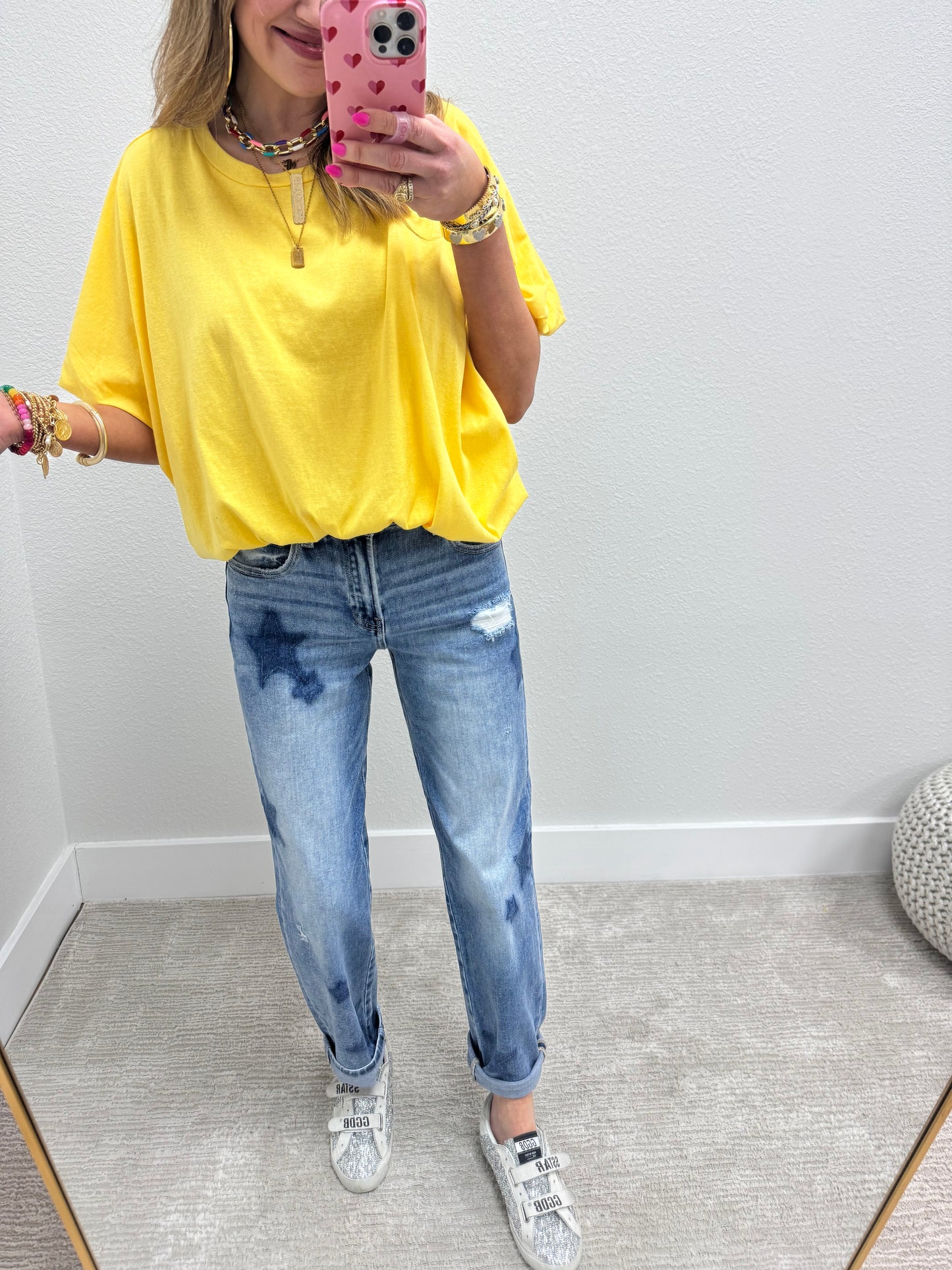 Yellow Bubble Short Sleeve Top