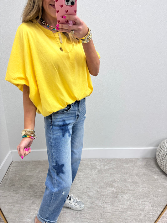 Yellow Bubble Short Sleeve Top