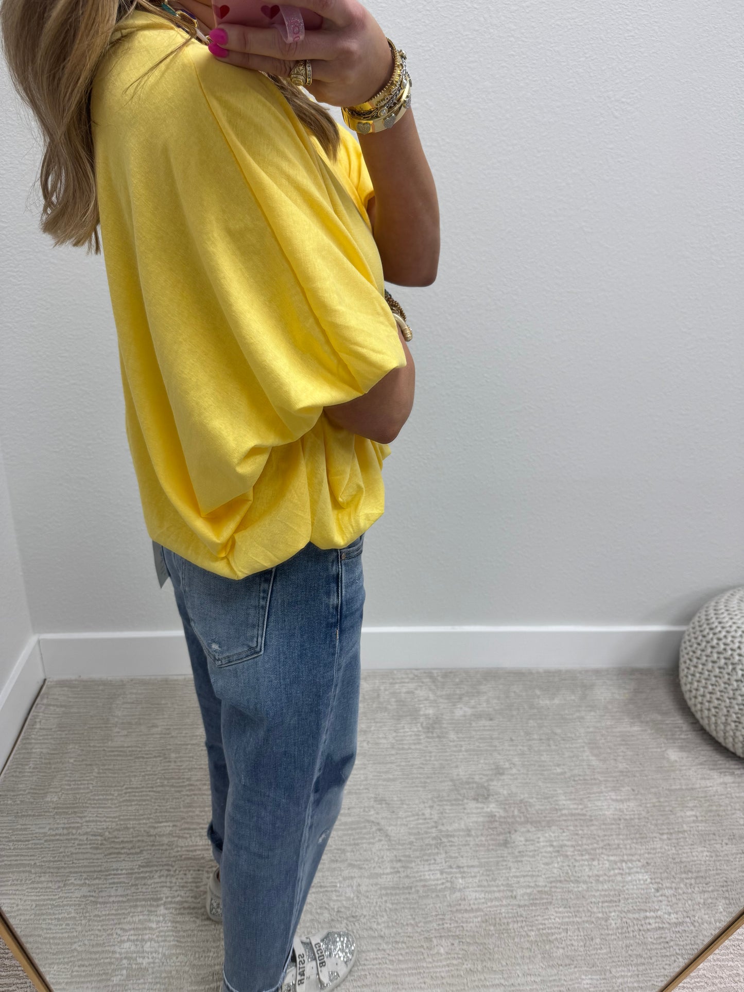 Yellow Bubble Short Sleeve Top