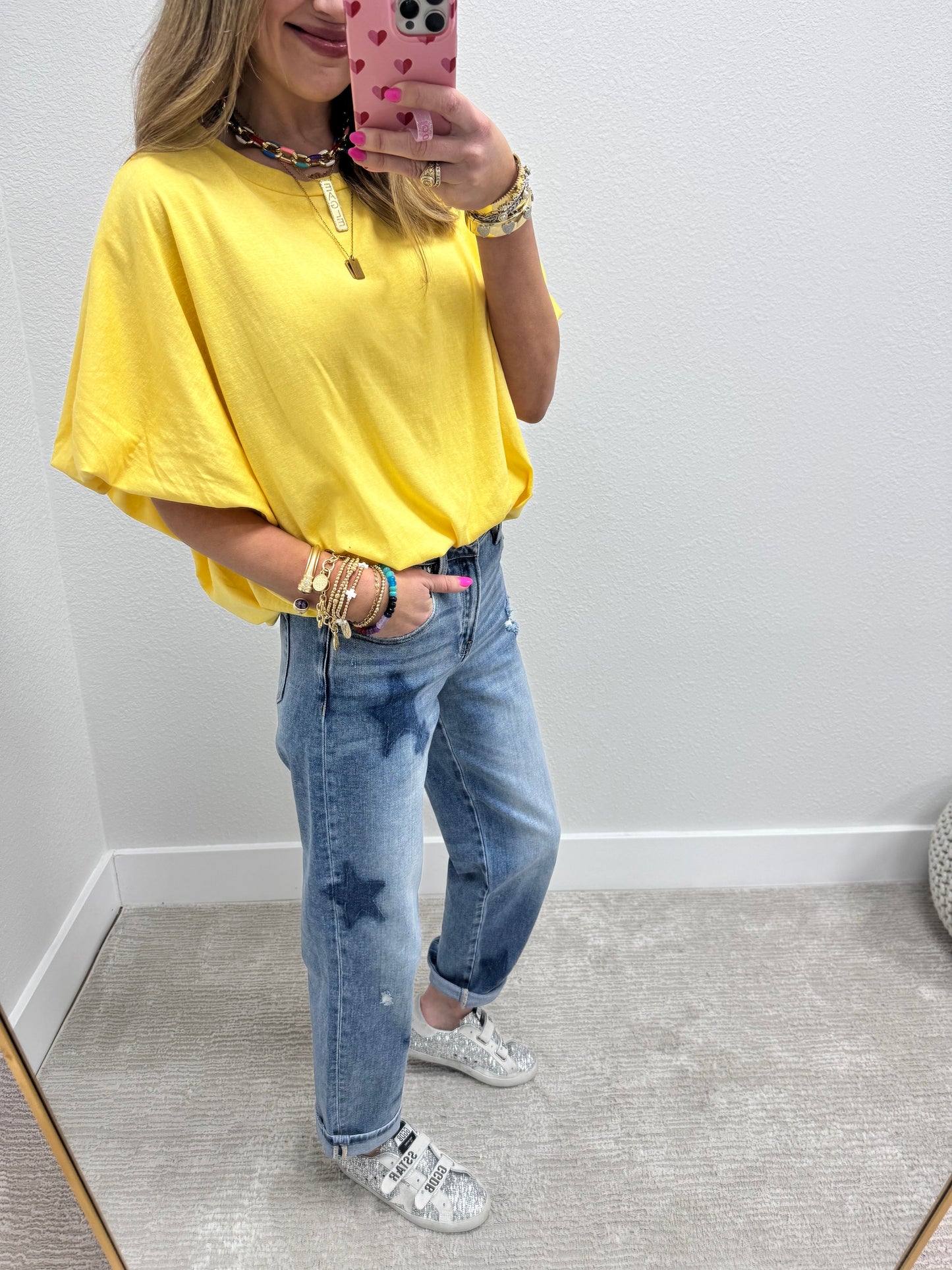 Yellow Bubble Short Sleeve Top