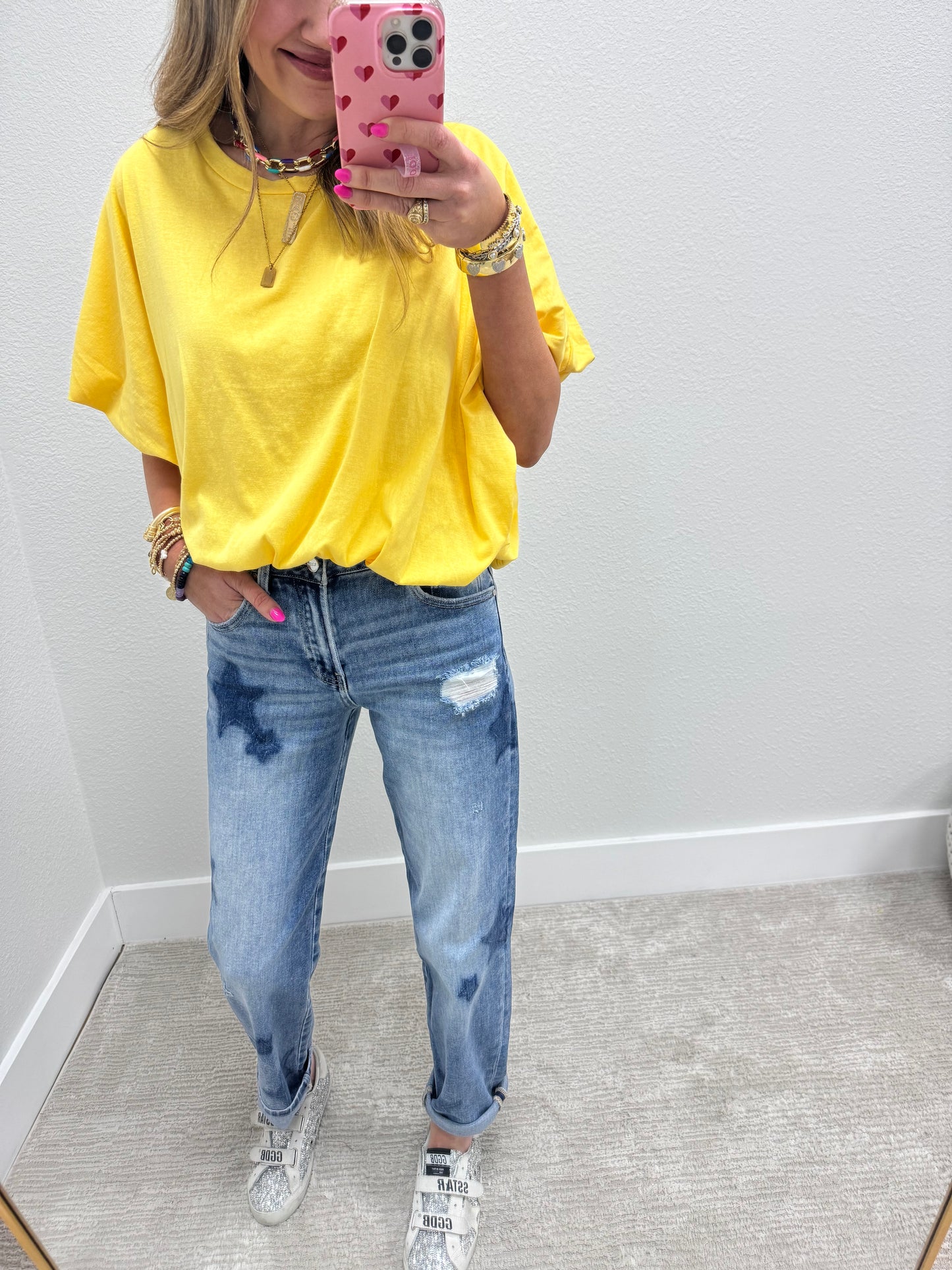 Yellow Bubble Short Sleeve Top