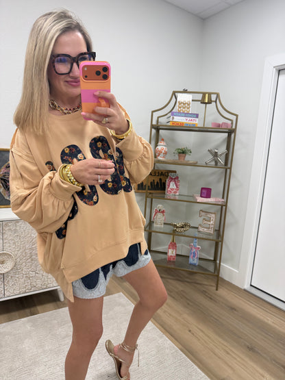 Latte Thanksgiving Floral "Gobble" French Terry Sweat Shirt