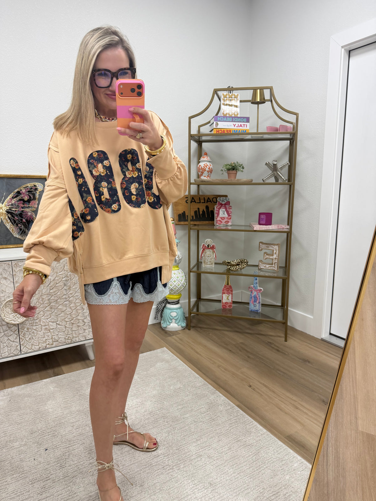 Latte Thanksgiving Floral "Gobble" French Terry Sweat Shirt