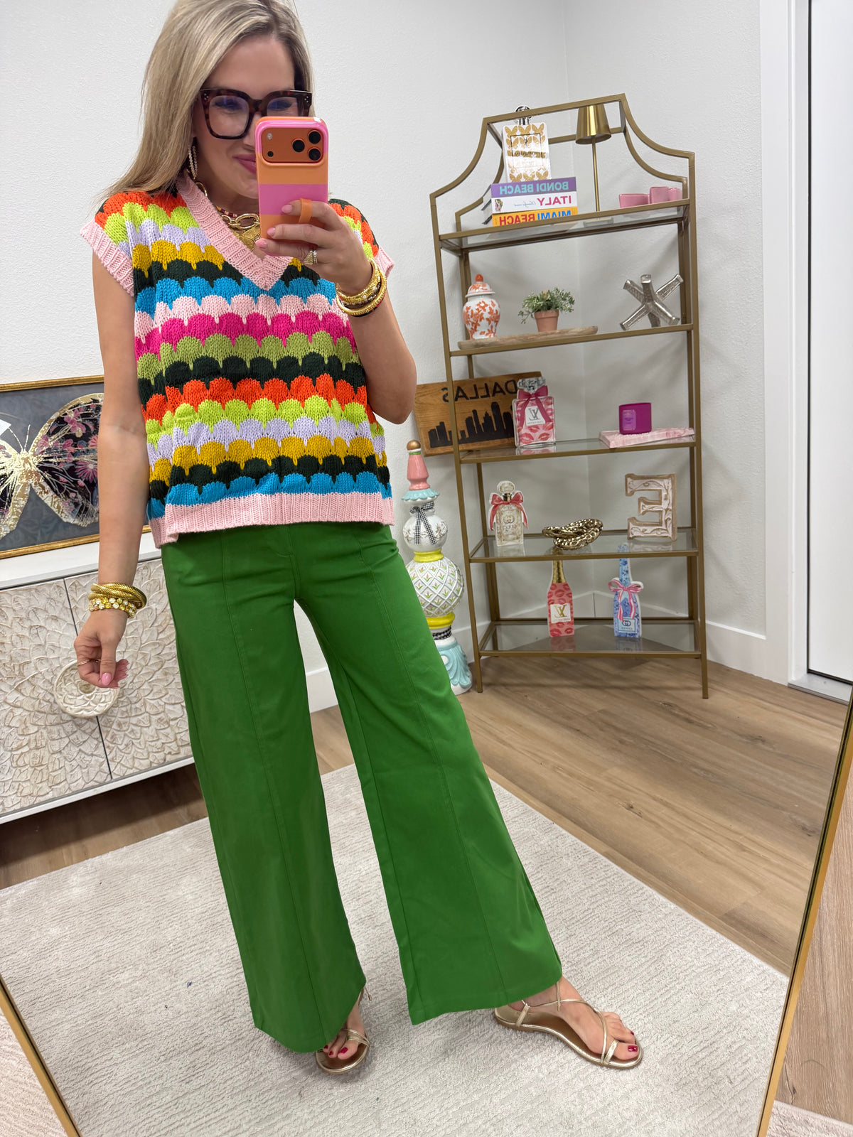 Multi Color Design Knit Vest Top