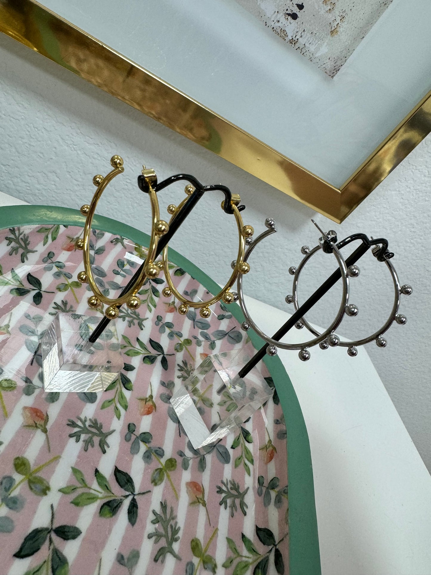 Studded Hoop Earrings (Silver and Gold) FS