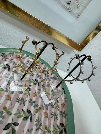 Studded Hoop Earrings (Silver and Gold) FS