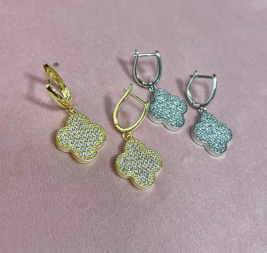 Crystal Dangle Clover Earring