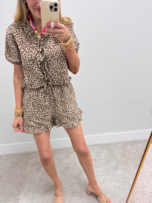 Mocha Mix Animal Print Short Set