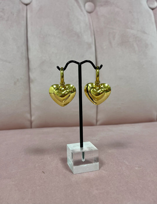 Stainless Steel Drop Down Heart Earring