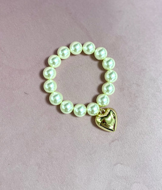 IP41 Pearl Stretchy Heart Dangle Bracelet