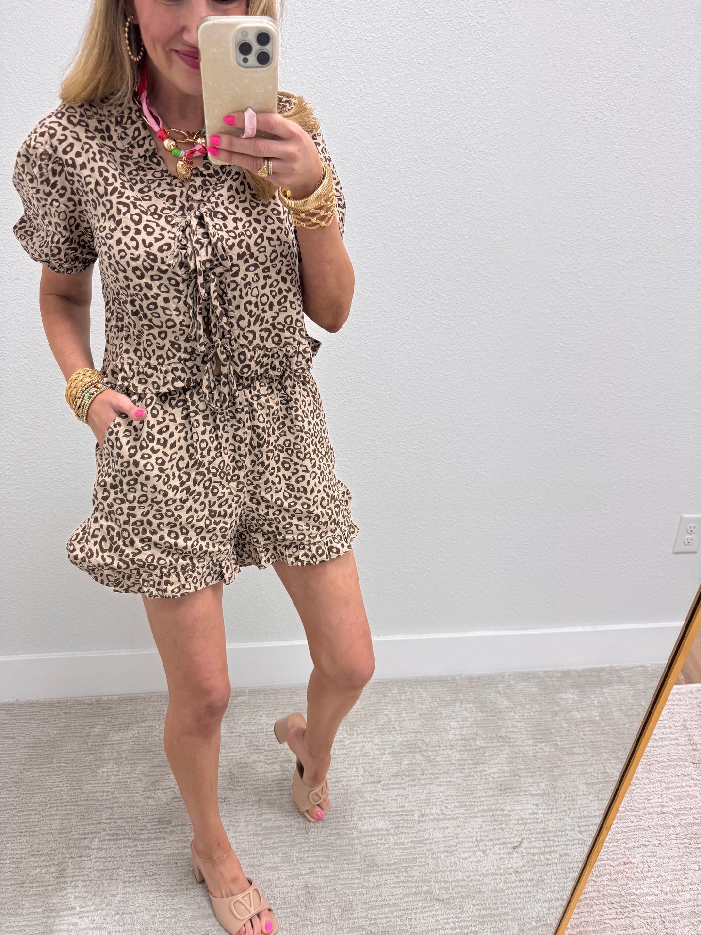 Mocha Mix Animal Print Short Set