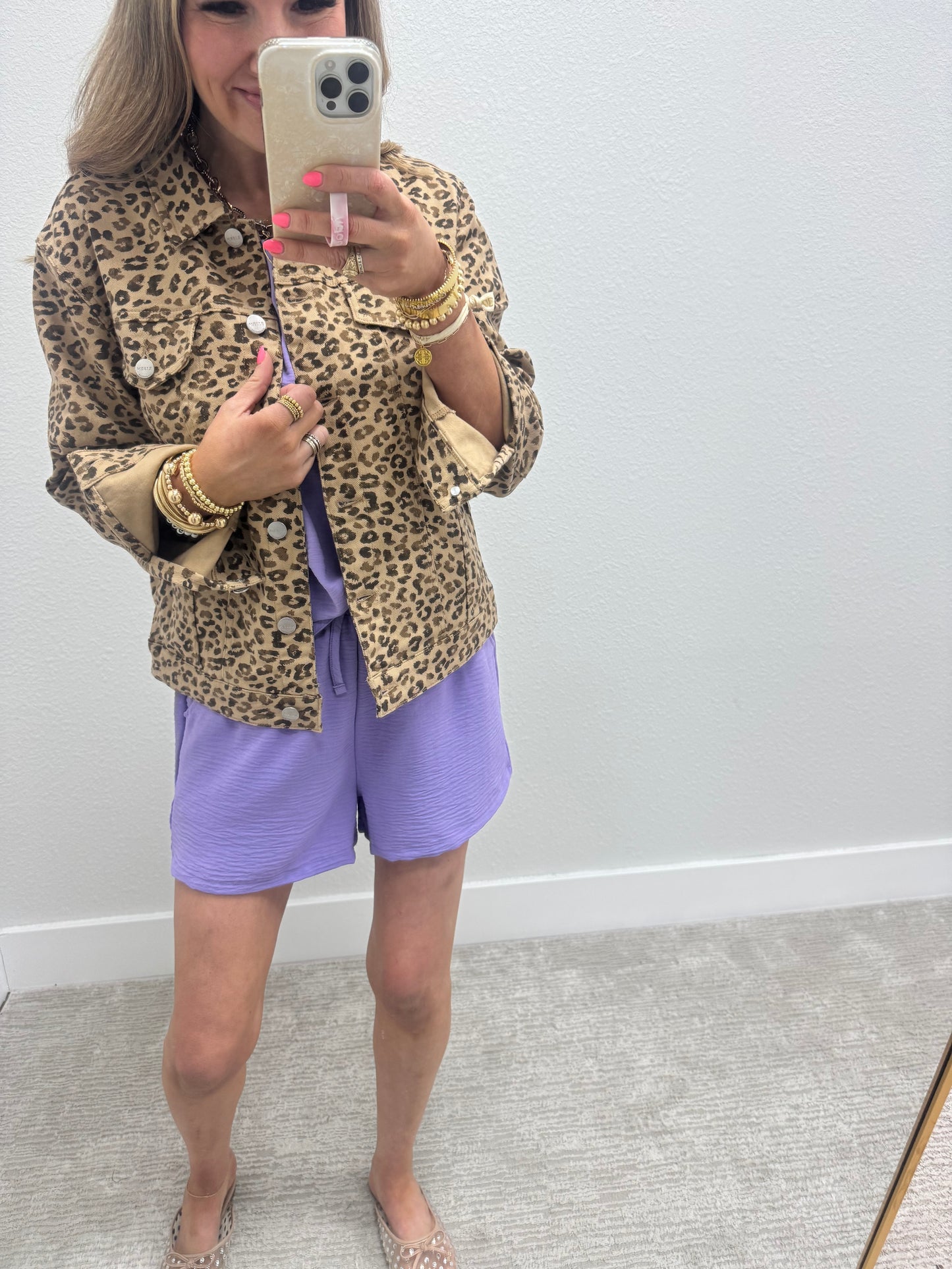 Risen Leopard Print Denim Jacket