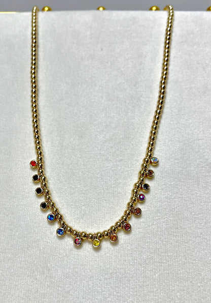 Multi Colored Bead Dangle Necklace