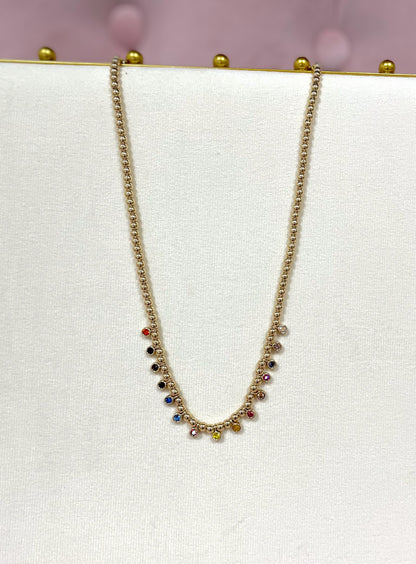 Multi Colored Bead Dangle Necklace