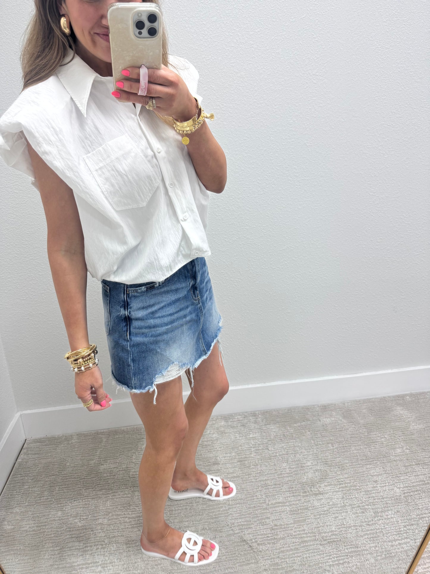 Distressed Blue Jean Denim Skirt