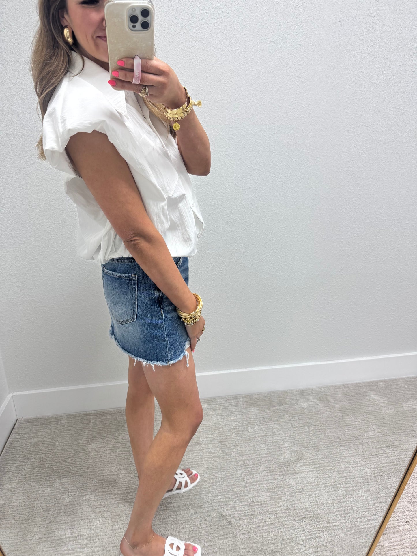Distressed Blue Jean Denim Skirt