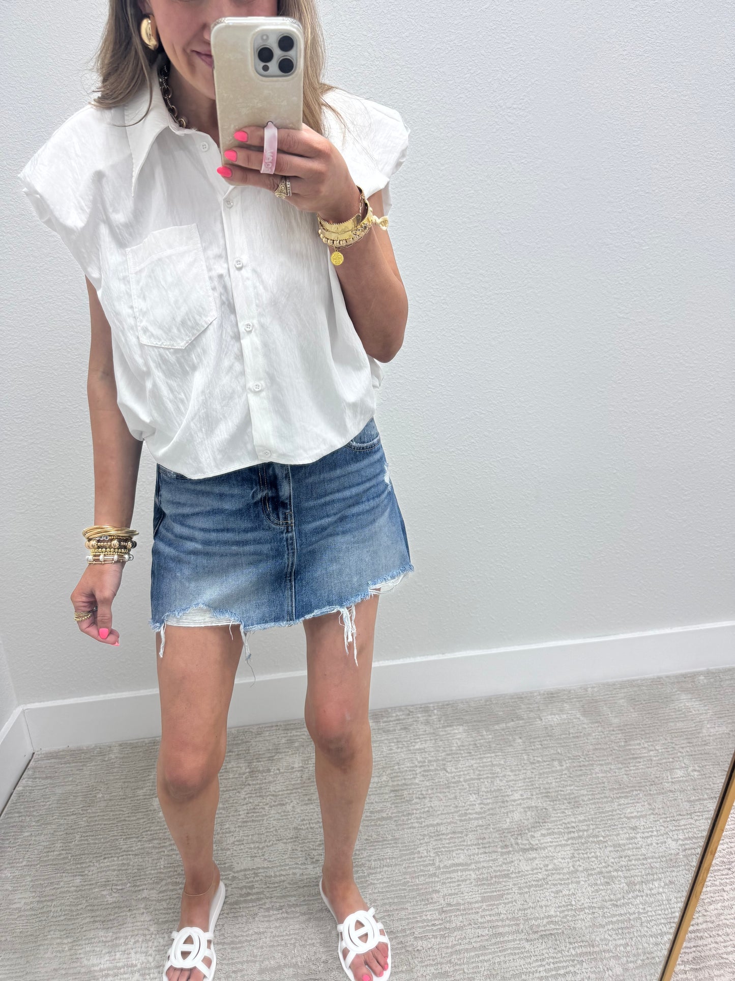 Distressed Blue Jean Denim Skirt