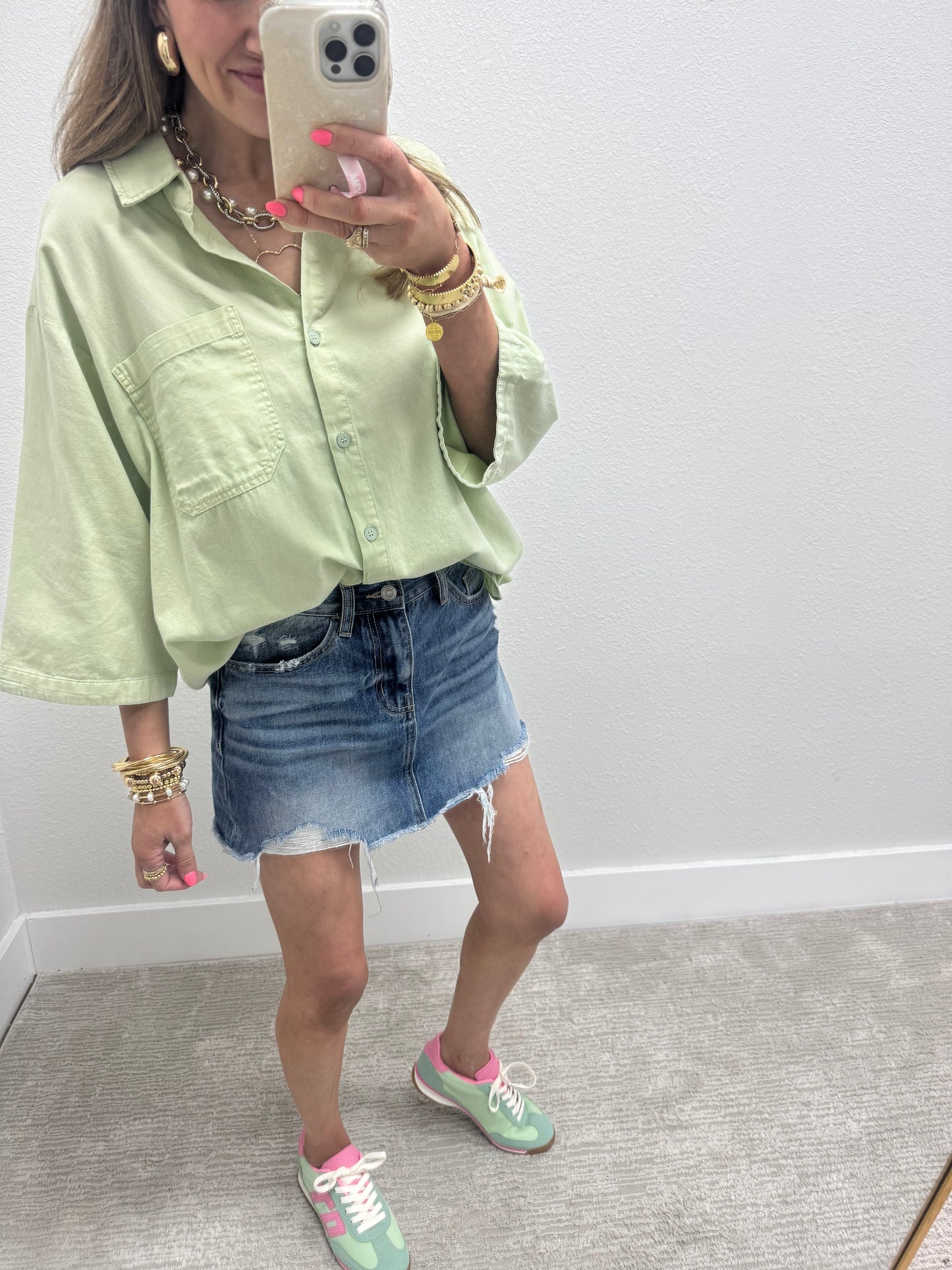 Distressed Blue Jean Denim Skirt