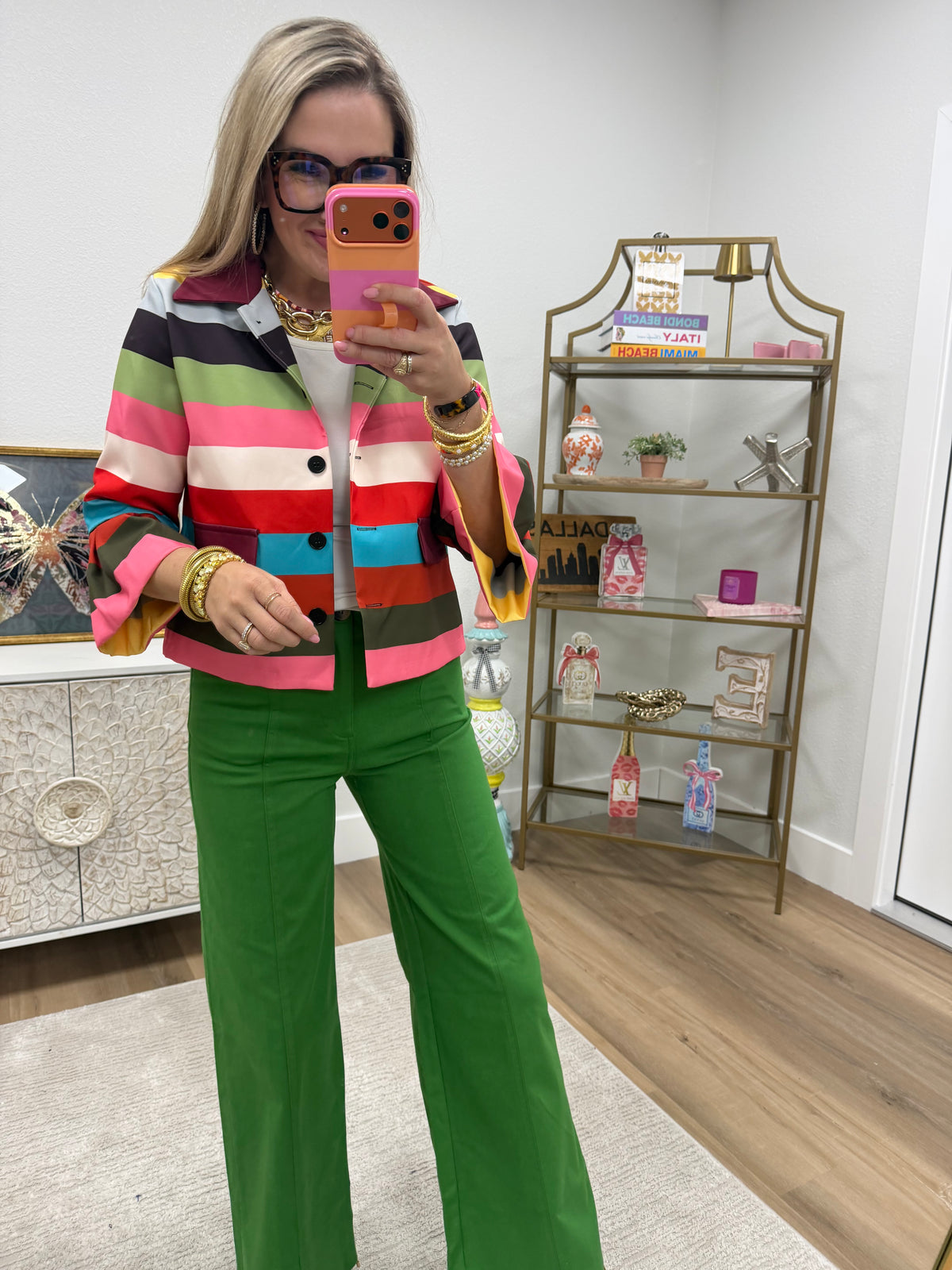 Multi Stripe Ruffle Sleeve Jacket