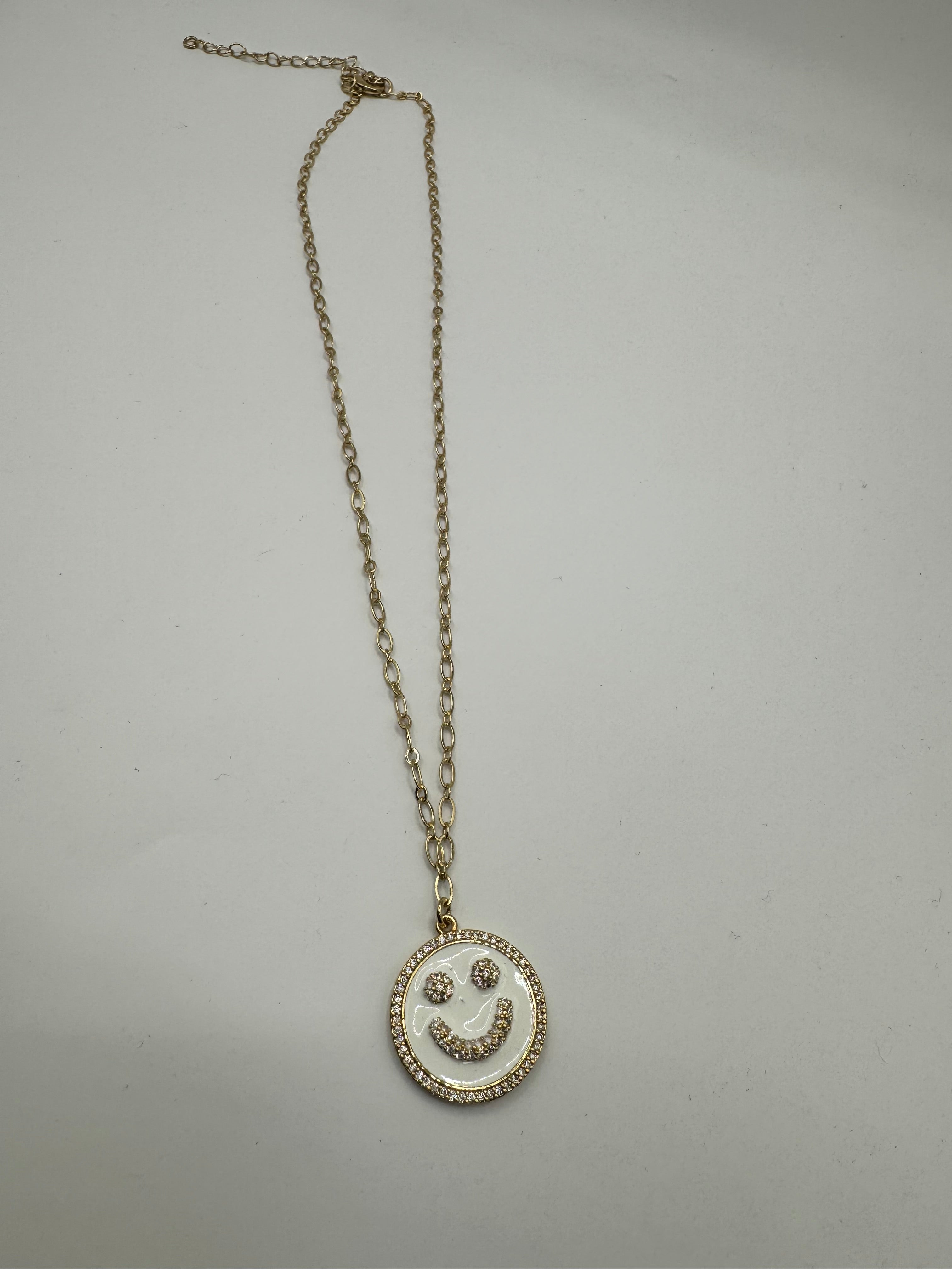 White Smiley Face Necklace