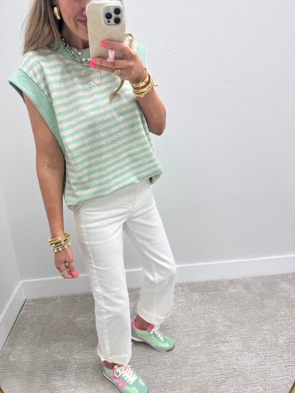 White Risen Tummy Control Side Slit JeansFS