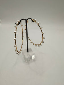 Large Pearl Hoop (silver and gold)