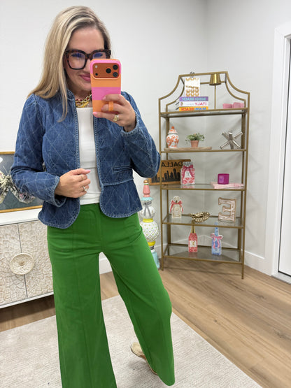 Denim Quilted Peplum Style Denim Shirt Jacket