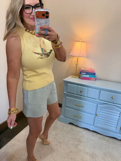 Lemon Cream Mallard Printed Sweater Vest