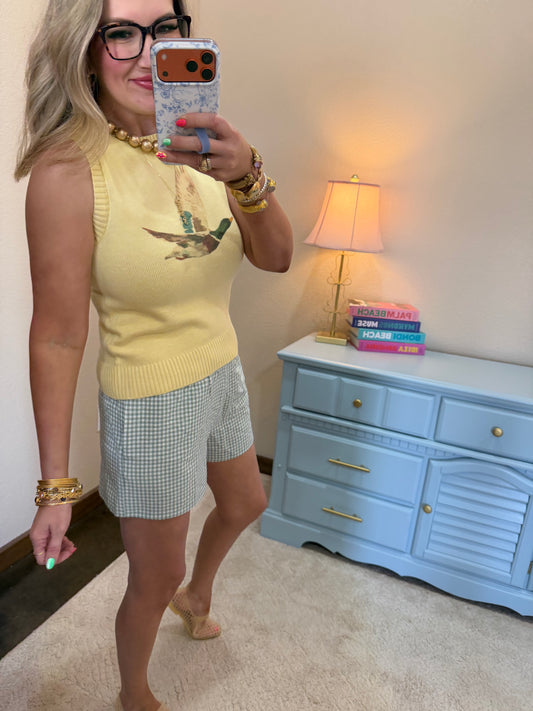 Lemon Cream Mallard Printed Sweater Vest