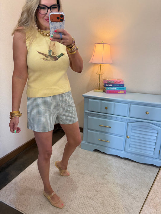 Lemon Cream Mallard Printed Sweater Vest