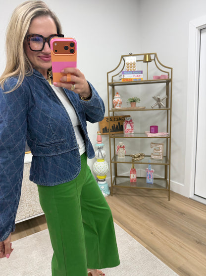 Denim Quilted Peplum Style Denim Shirt Jacket