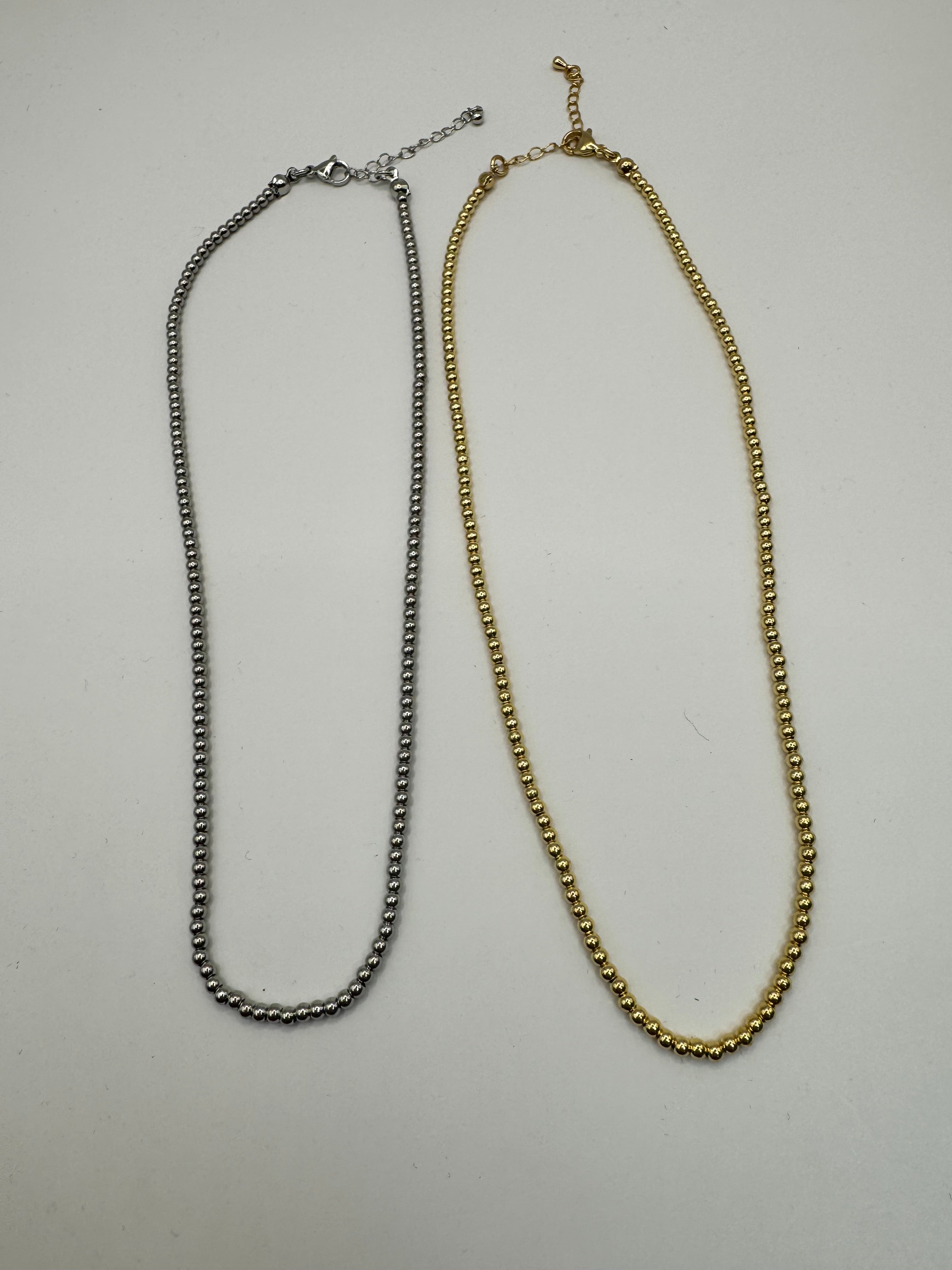 3mm Bead Necklace (Silver and Gold)