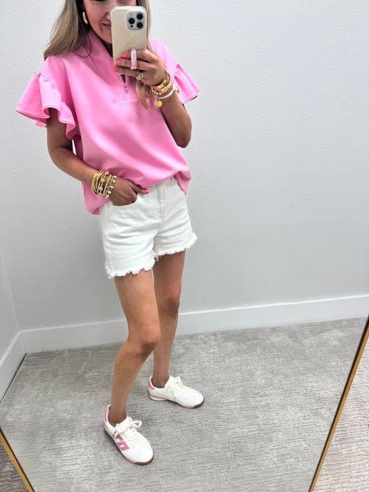 Risen White High Rise Tummy Control Denim Shorts