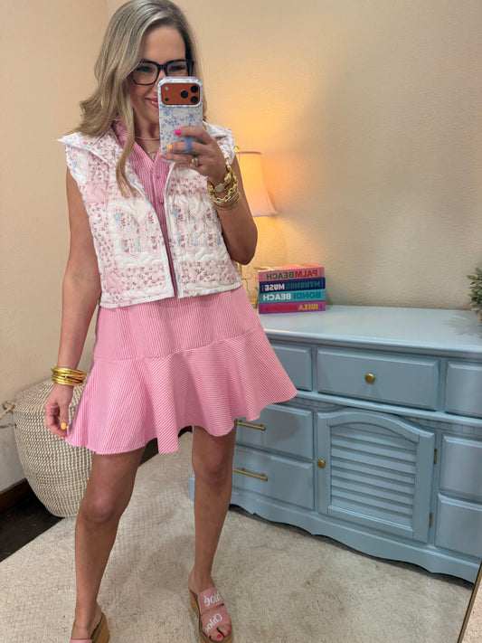 Ida Mae Butterfly Patchwork Pastel Quilted Cate Vest *FS