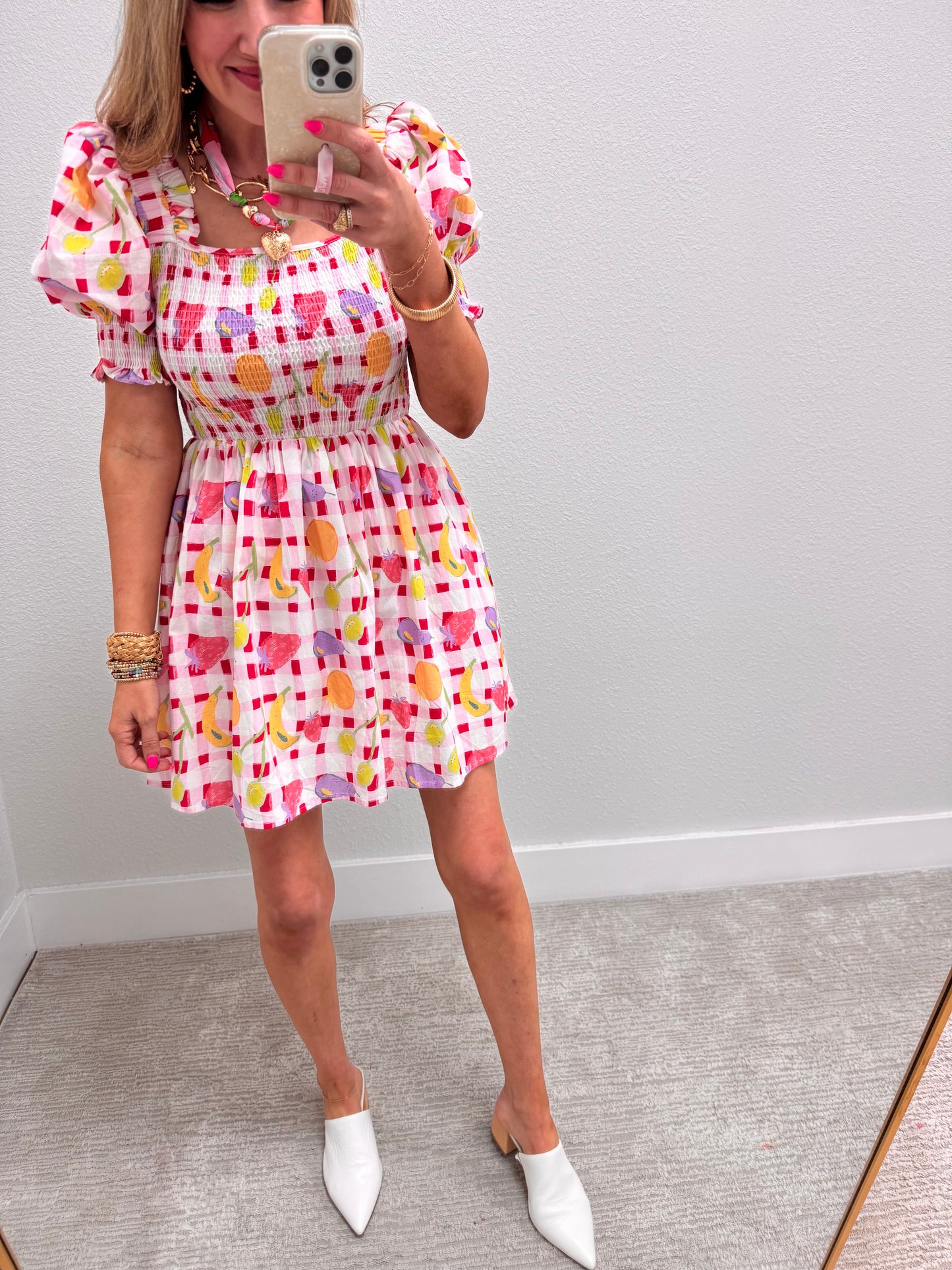 Checkered Fruit Dress