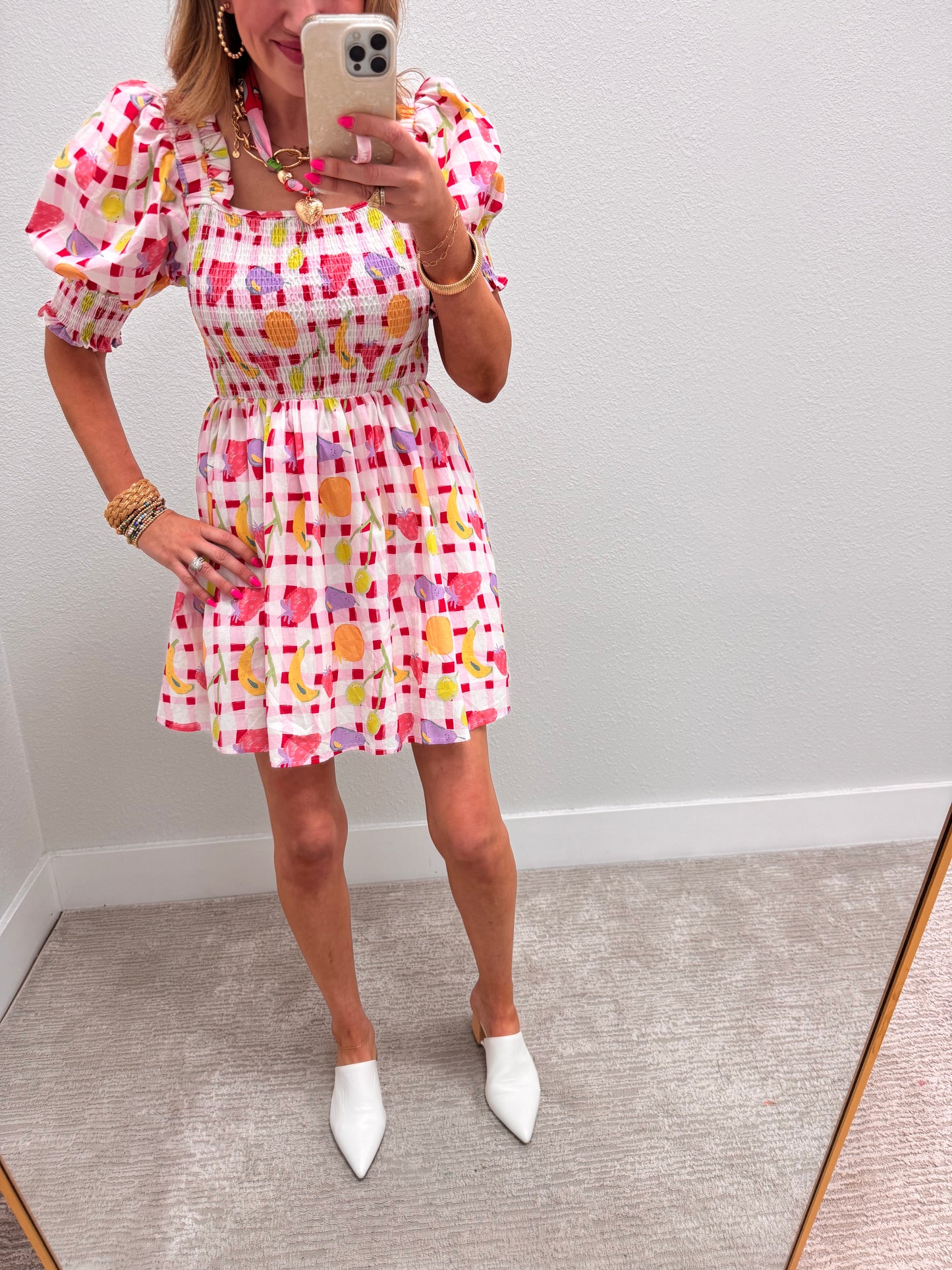 Checkered Fruit Dress