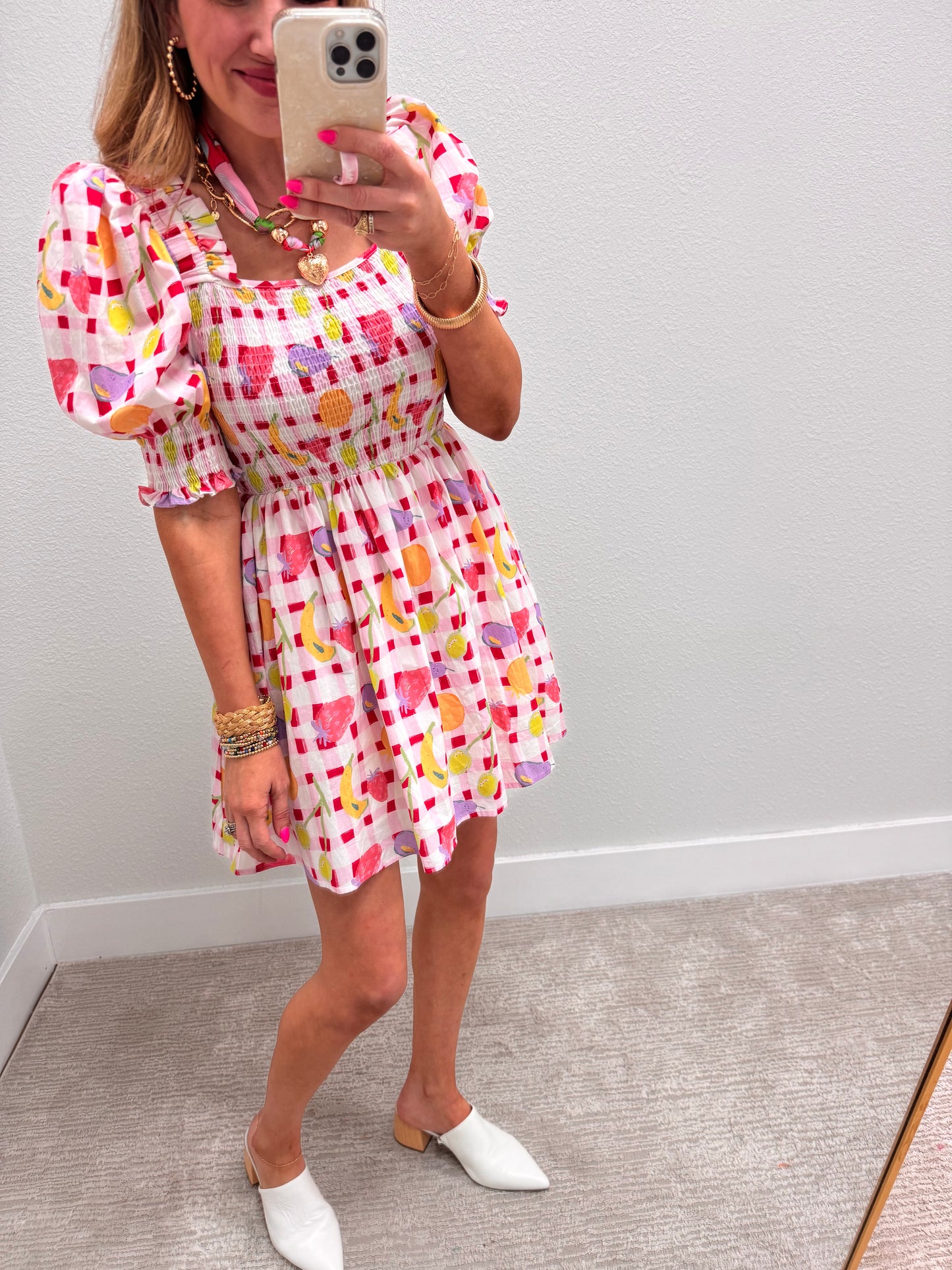 Checkered Fruit Dress