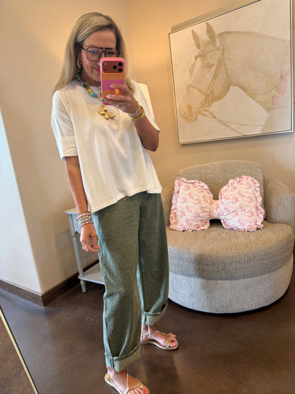 Ivory Oversized Pullover Round Neck Top