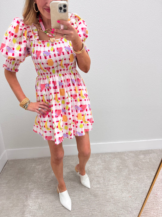 Checkered Fruit Dress
