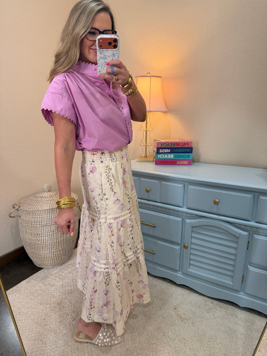 Floral Smocked Waist Skirt