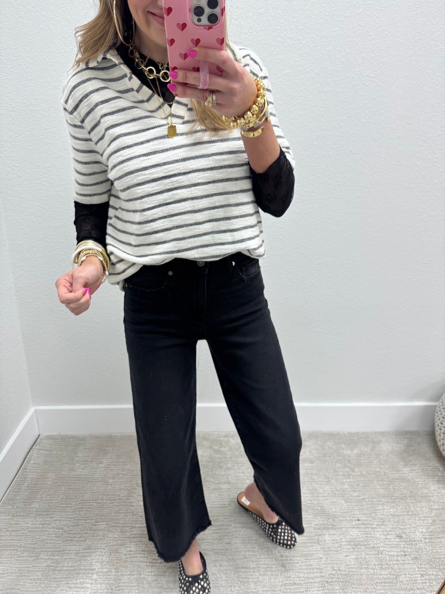 Washed Black Crop Wide Leg Jeans