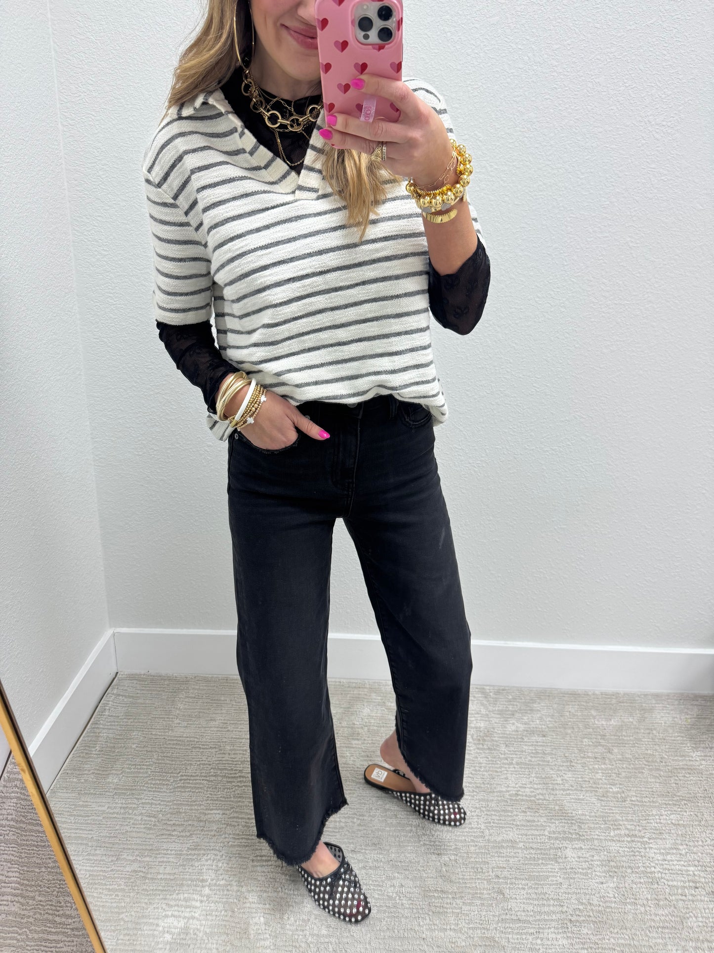 Washed Black Crop Wide Leg Jeans