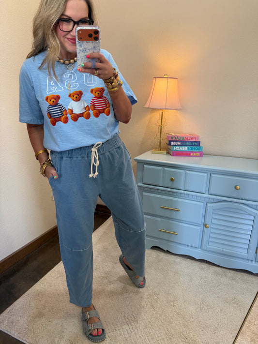 USA Teddy Bear Graphic Print Top