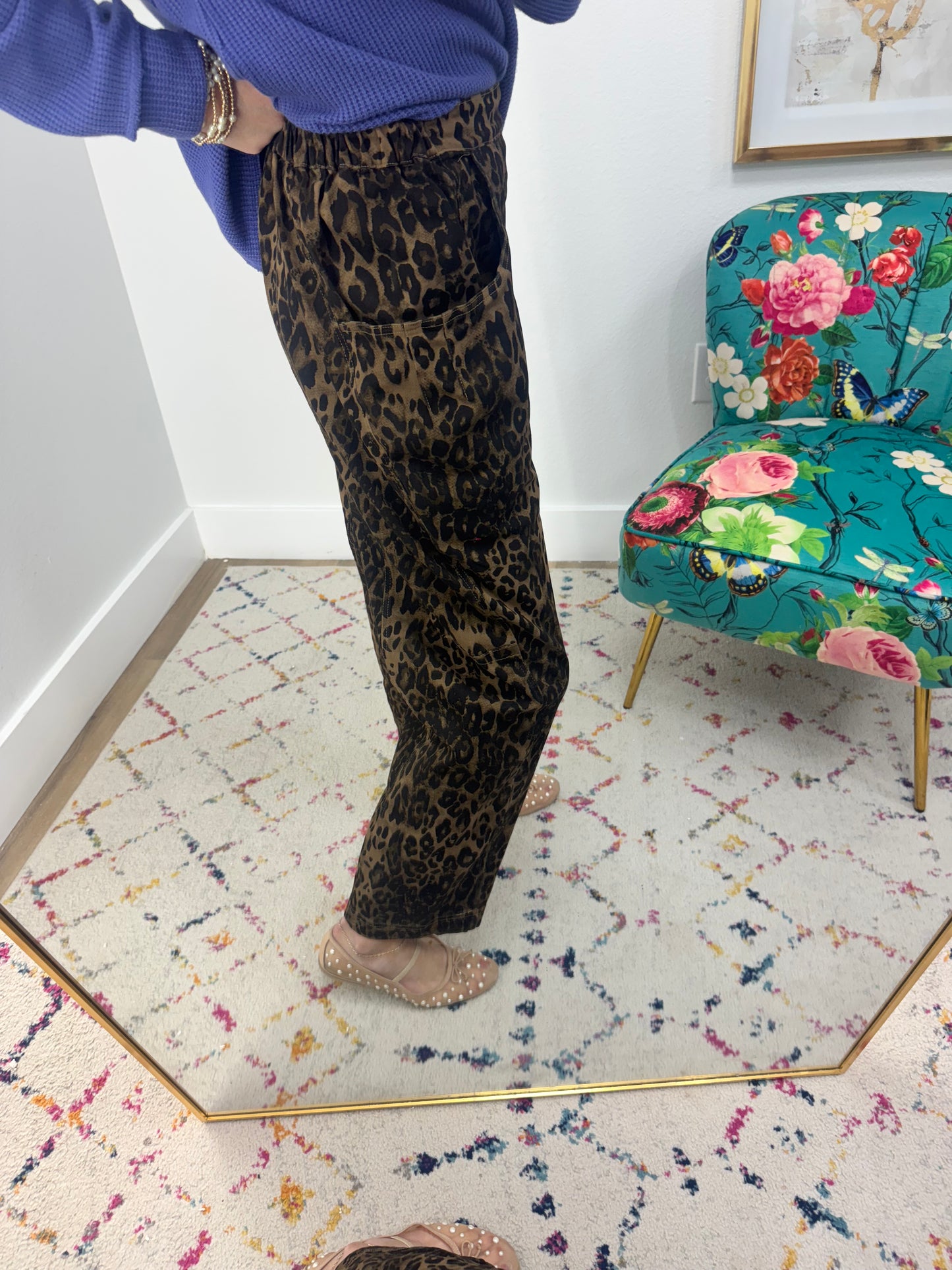 Mocha Leopard Loose Fit Pocket Jeans