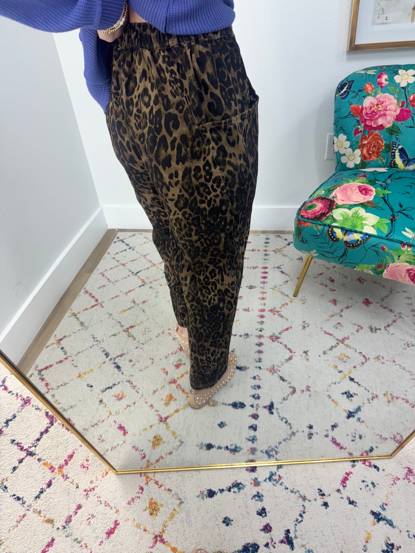 Mocha Leopard Loose Fit Pocket Jeans