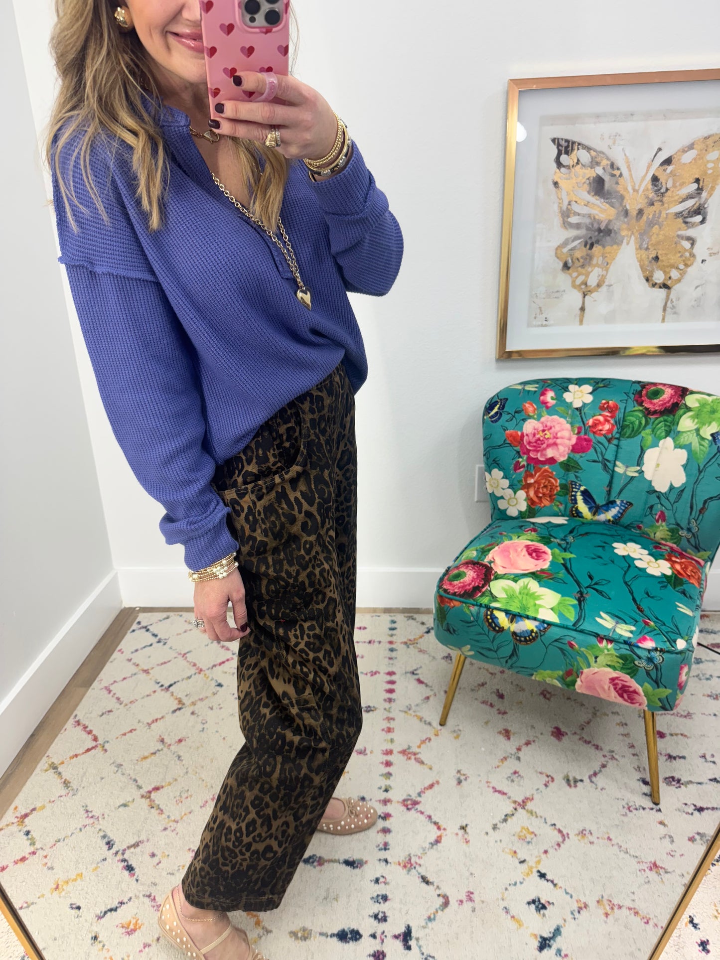 Mocha Leopard Loose Fit Pocket Jeans