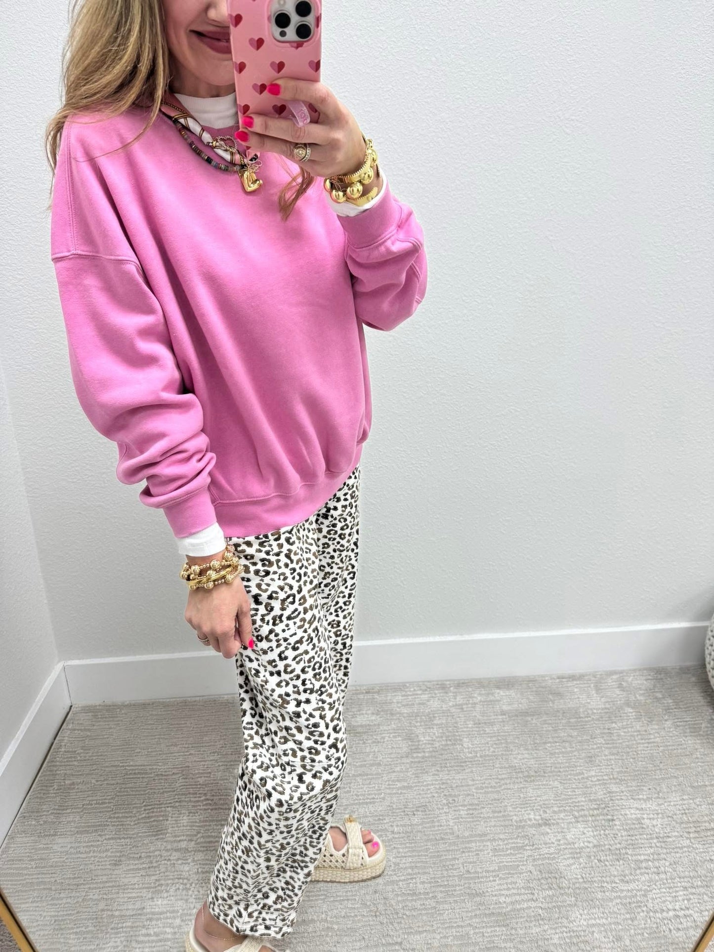 Risen Cream Leopard Barrel Jeans FS